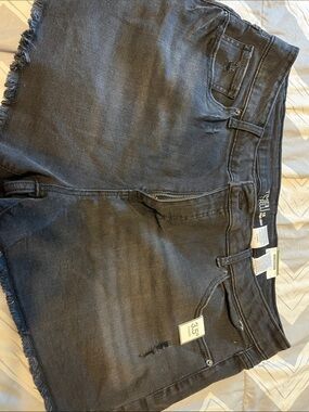 Time and Tru Black Frayed Hem Denim Shorts